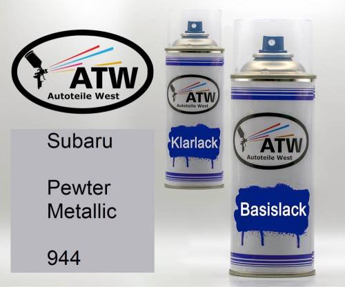 Subaru, Pewter Metallic, 944: 400ml Sprühdose + 400ml Klarlack - Set, von ATW Autoteile West.